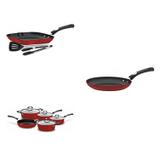 Conjunto de 5 Panelas, 3 Bistequeiras e Frigideira Tramontina 424676 Vermelho