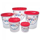 Conjunto de 5 potes Decorados com Tampa Rosqueável - Plasútil