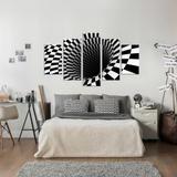 Conjunto de 5 Telas Decorativas em Canvas Abstrato 3D Black - Love decor