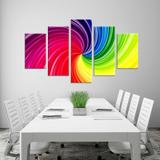 Conjunto de 5 Telas Decorativas em Canvas Abstrato Multi Color - Love decor