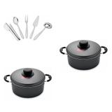 Conjunto de 5 Utensílios e 2 Caçarolas Tramontina 424775 Preto