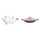 Conjunto de 5 Utensílios e Wok 4,8L Tramontina 424707 Vermelho