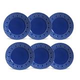 Conjunto de 6 Pratos Rasos Cestino Cerâmica Azul Navy - Porto brasil