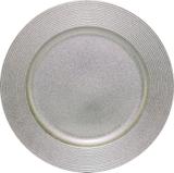 Conjunto de 6 Sousplats Prateados com borda raiada - Mimo ltda