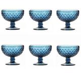 Conjunto de 6 Taças de Sobremesa em Vidro Bico de Abacaxi 260ml Lyor Azul - Outros