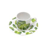 Conjunto de 6 Xícaras de Café com Pires Folhas 90ml - Bon gourmet