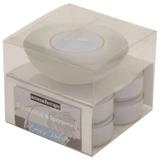Conjunto de 9 velas perfumadas azul com castical de vidro - Btc decor
