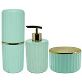 Conjunto De Acessórios Banheiro Lavabo 3 Peças Groove Ou Verde Menta Fechado