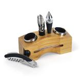 Conjunto de acessórios para vinho 6 peças com suporte em bambu - Welf