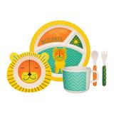 Conjunto de Alimentação Infantil Leãozinho Oxford 5 Peças Fibra de Bambu