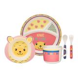 Conjunto de Alimentação Infantil Me Lhama Oxford 5 Peças Fibra de Bambu