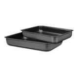 conjunto de assadeiras 2 peças antiaderente cinza classic panelux