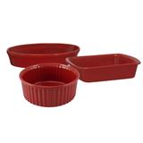 Conjunto de Assadeiras Cerâmica 3 Peças Vermelho Trevalla Gourmet - by MondoCeram