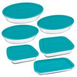 Conjunto De Assadeiras De Vidro Marinex 6 Peças Azul