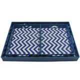 Conjunto de bandejas azul com branco - 3 pcs - g 48x35 p 29x22 - Btc decor
