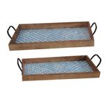 Conjunto de Bandejas em Metal e Madeira 2 Peças - Decorafast