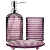 Conjunto de Banheiro Vidro Colmeia Saboneteira 3 Peças - Mimo style