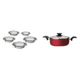 Conjunto de Caçarola 2,5L e 5 Tigelas Rasas MadeiraMadeira 404572 Vermelho/Inox - Euro home