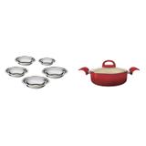 Conjunto de Caçarola 3,2L e 5 Tigelas Rasas MadeiraMadeira 404569 Vermelho/Inox - Euro home