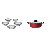 Conjunto de Caçarola 3,2L e 5 Tigelas Rasas MadeiraMadeira 404573 Vermelho/Inox - Euro home