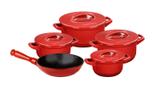 Conjunto de caçarolas de cerâmica ceraflame duo+ 5 peças pomodoro