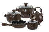 Conjunto de caçarolas de cerâmica ceraflame premiere colonial 5 peças chocolate