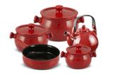 Conjunto de caçarolas de cerâmica ceraflame premiere+ colonial 5 peças pomodoro