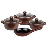 Conjunto De Caçarolas Duo 4 Peças Chocolate Tampa Em Vidro Ceraflame