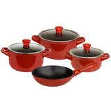 Conjunto De Caçarolas Duo 4 Peças Pomodoro Tampa Em Vidro Ceraflame