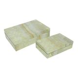 Conjunto de caixas marmorizadas de madeira 2 pcs onix branco - Btc decor