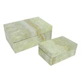 Conjunto de caixas marmorizadas de madeira 2 pcs onix branco - Btc decor