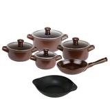 Conjunto de cerâmica 5 peças duo chocolate + assadeira ceraflame 20cm preta