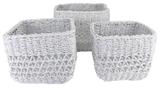 Conjunto De Cestas Quadrado Terra 3 Peças Branco - L hermitage