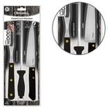 Conjunto de churrasco com faca 7 + garfo 5,5 + chaira 7,5 de inox cabo madeira preto wood - Original line