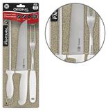 Conjunto de churrasco com faca 8 + garfo 7 + chaira 8 de inox cabo plastico branco pantanal - Original line
