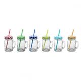 Conjunto de copos com tampa e canudo 6 pcs 6,5cm x 13cm x 6cm 42 - Btc decor