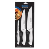 Conjunto de Facas Premium Inox Cabo Branco 24499/811 3 Peças - Tramontina