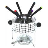 Conjunto de fondue 10 peças esmaltado 1 panela de fondue 1 separador garfo 1 suporte 1 fogareiroe 6 garfos Casita CA12212-1