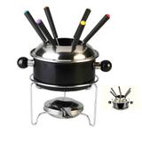 Conjunto de fondue clássico em inox com preto 1 litro com 10 peças - Imporiente