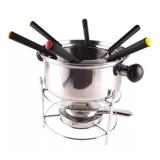 Conjunto de fondue em inox 10 peças 1 panela 1 separador de garfo 1 suporte 1 fogareiro 6 garfo Casita CA12135-1