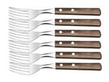 Conjunto de garfos de mesa 6 pcs polywood castanho laminas de aco inox e cabos de madeira tramontina