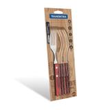 Conjunto de Garfos de Mesa Inox 6 Peças Tramontina Polywood Vermelho 21102/690