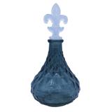 Conjunto de garrafas de vidro c/ tampa flor de lis - 4 pcs azul - Btc decor