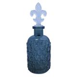 Conjunto de garrafas de vidro c/ tampa flor de lis - 4 pcs azul - Btc decor