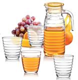 Conjunto De Jarra 1,2 Litros E 4 Copos 240ml Em Vidro - Euroquadros - Unicasa