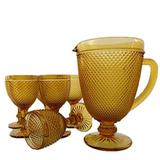 Conjunto de Jarra e 06 Taças Bico de Jaca Âmbar - BonGourmet