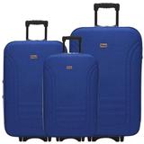 Conjunto De Malas Azul Way 3 Peças P,m,g Cadeado Com Segredo E Rodinhas - Importway
