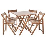 Conjunto de Mesa com 4 Cadeiras de Madeira Dobravel Classic Beer Castanho - Une móveis