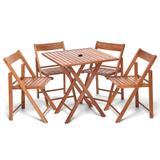 Conjunto de Mesa com 4 Cadeiras de Madeira Dobravel Gourmet Beer Castanho Com Suporte Para Ombrelone - Une móveis