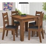 Conjunto de Mesa com 4 Cadeiras em MDF Isis Amêndoa Mobile